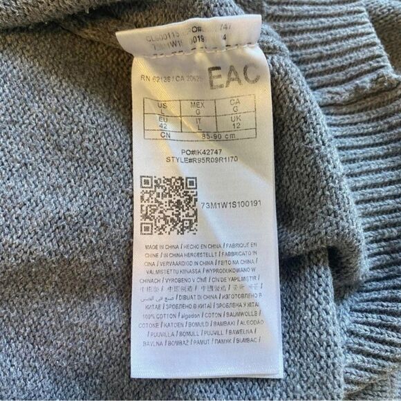 Guess Gray V Neck Sweater LOVE in Copper Silver Metallic Sequins Size L - Picture 8 of 9